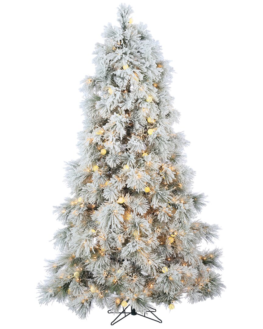 Sterling Tree Company 7.5ft Heavily Flocked Northern Pine With 750 Clear Lights And 85 G40 Warm White Led Lights In Green