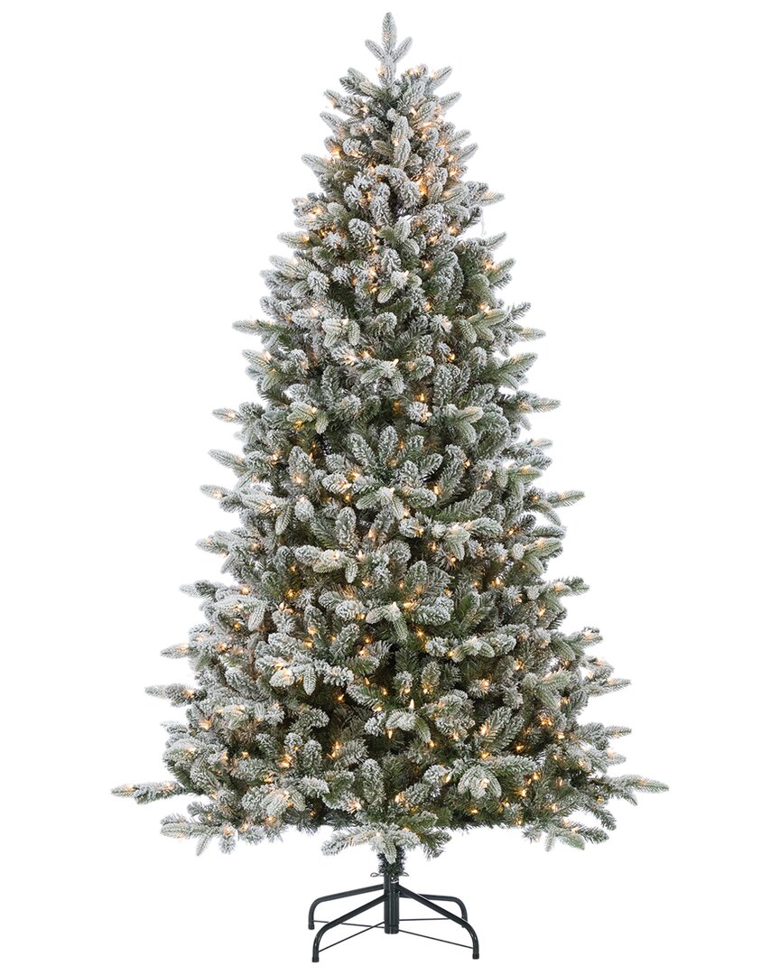 Sterling Tree Company 7.5ft Flocked Natural Cut Swiss Mountain Fir With 800 Clear Lights In Green