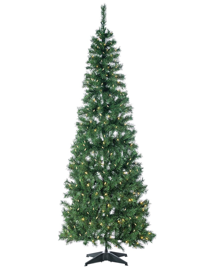 Sterling Tree Company 9ft High Pop Up Pre-lit Green Pvc Fir Tree With Warm White Lights