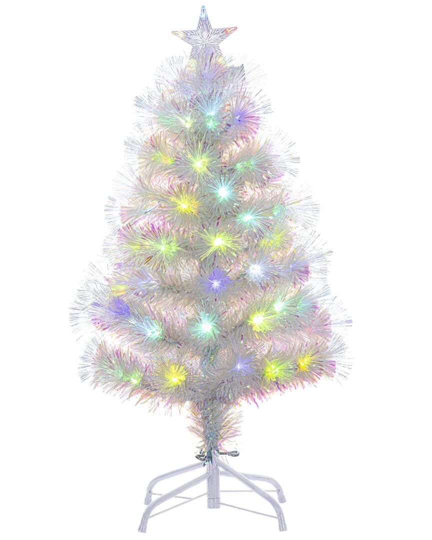 Sterling Tree Company 3-ft White Iridescent Color Changing Fiber Optic Tree, 80 Ul Multi Color Fiber