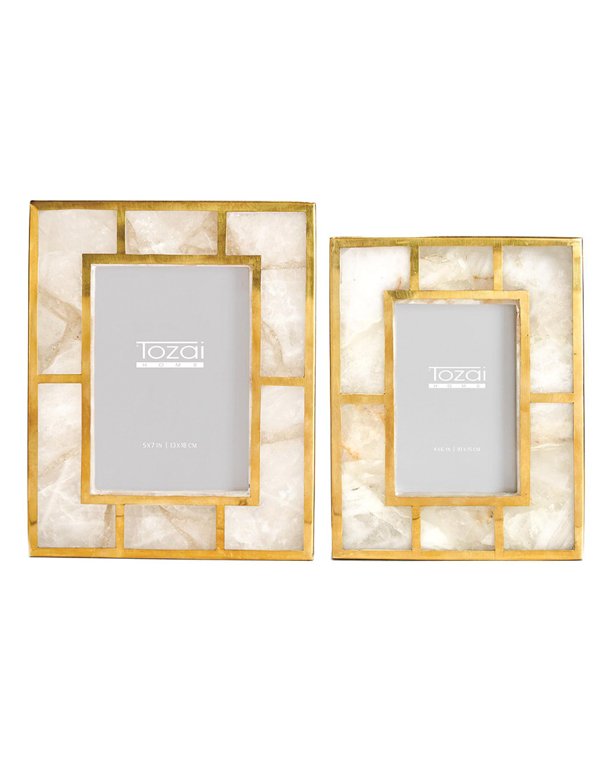 Shop Tozai Home White Quartz Set Of 2 Photo Frames