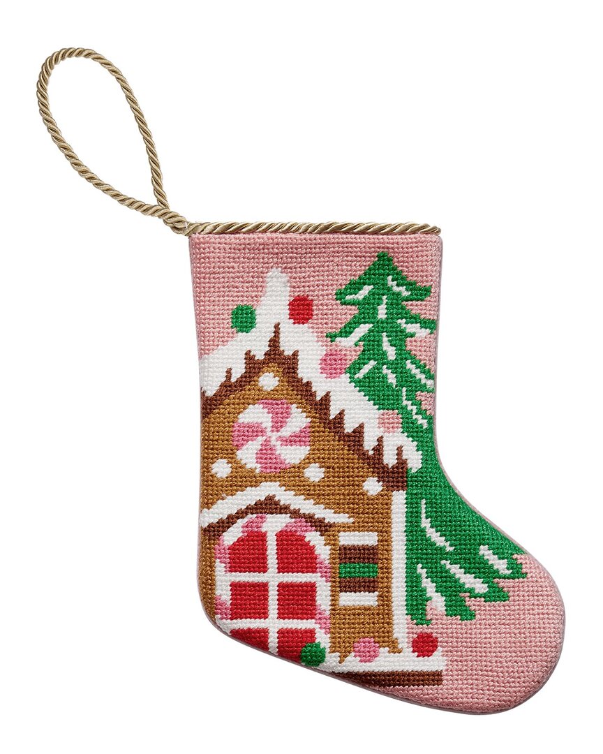Peking Handicraft Gingerbread House Embroidered Needlepoint Mini Stocking In Multi