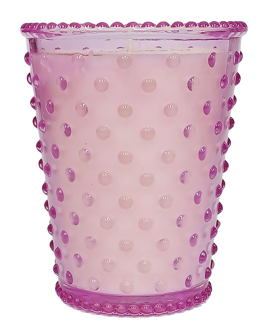 Shop Simpatico Rhubarb & Rose Hobnail Glass Candle In Purple