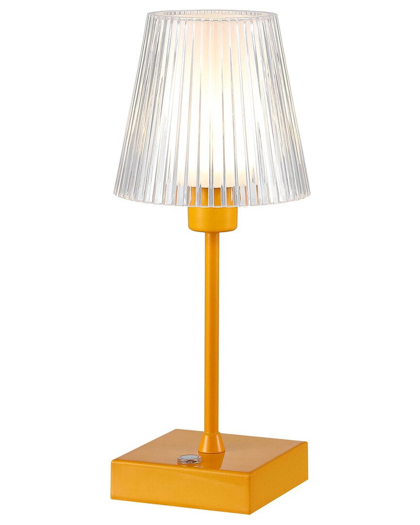 Jonathan Y Oscar 12.5" Modern Industrial Rechargeable, Cordless Iron, Acrylic Integrated Led Table Lamp With Ri
