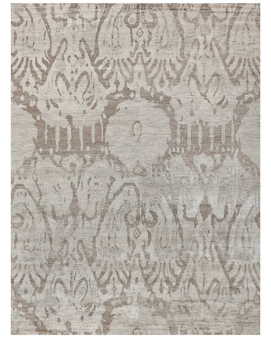 Exquisite Rugs Antique'd Silk Hand-knotted Bamboo Silk-blend Rug In Beige