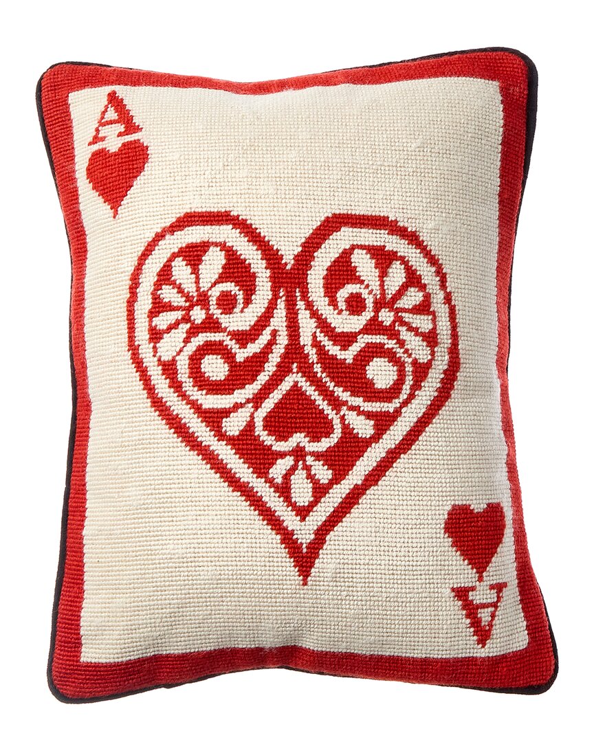 Jonathan Adler Us Kit Dealer's Choice Ace Of Hearts Needlepoint Pillow