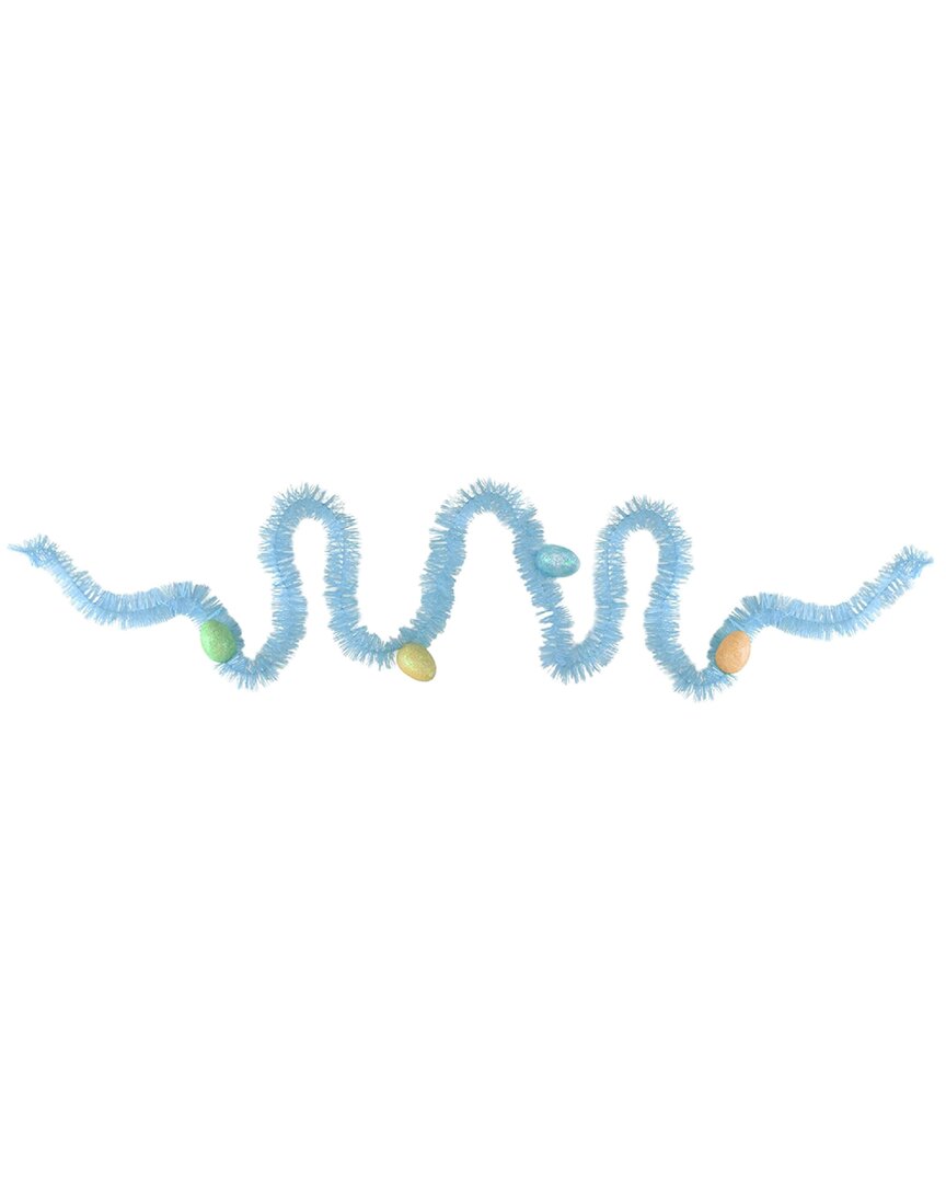 Northlight 25ft Spring Tinsel Garland With Easter Eggs In Blue