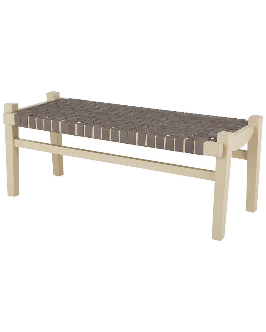 Peyton Lane Leather Handmade Woven Bench