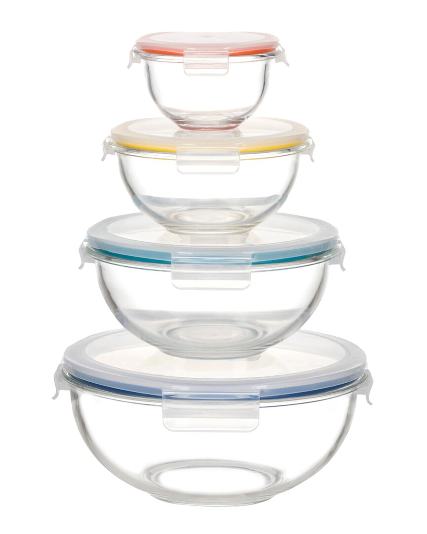 GENICOOK GENICOOK 8PC NESTING BOROSILICATE GLASS SALAD/MIXING BOWL SET 