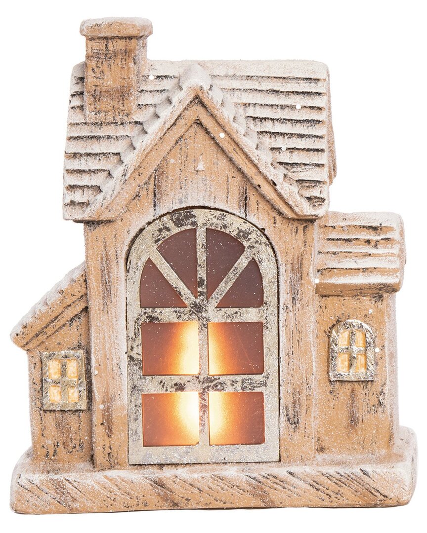 Transpac Resin 12.5in Multicolored Christmas Light Up Snowy Home