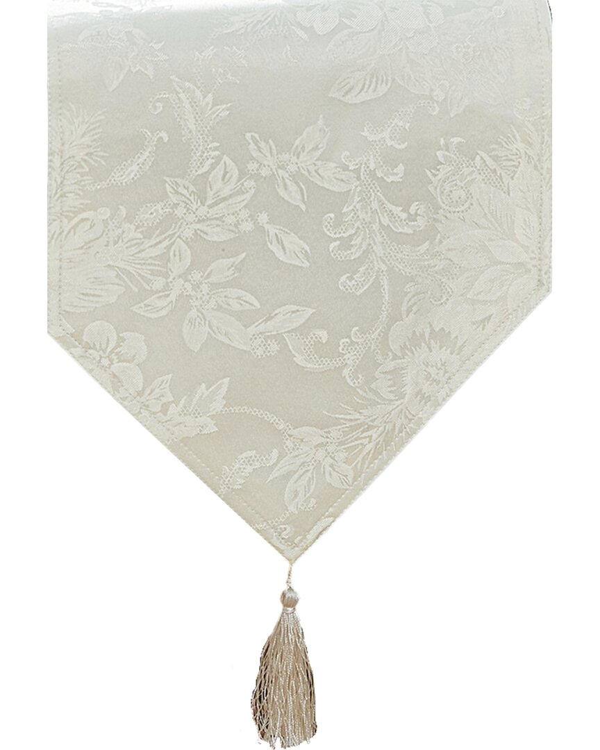 Elrene Home Fashions Poinsettia Elegance Jacquard Holiday Table Runner In Neutral