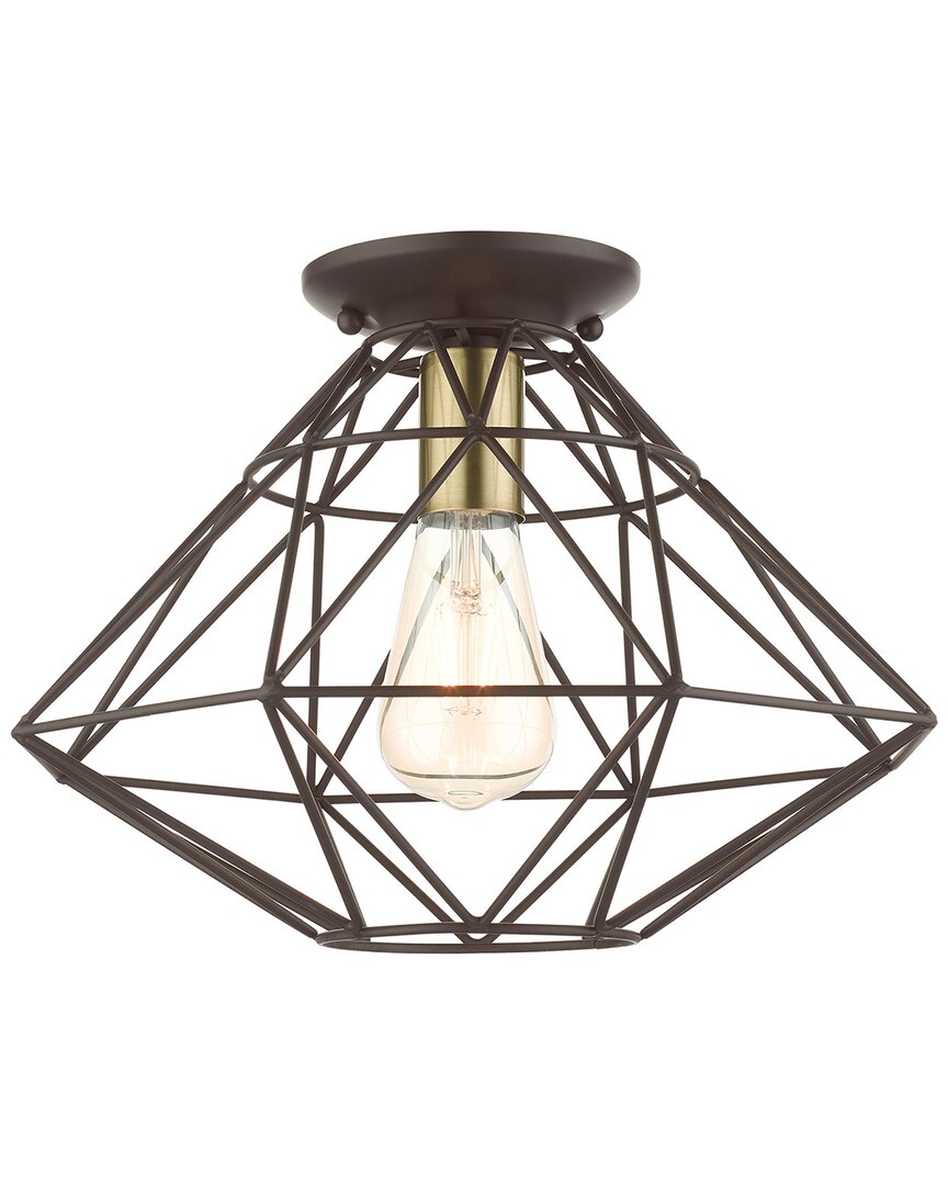 Livex Lighting Geometric Bronze-flush Mount