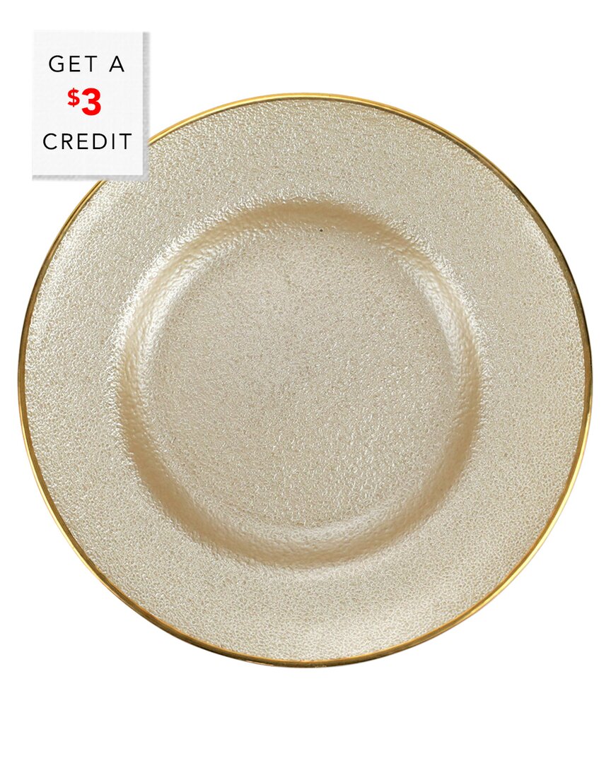 Shop Vietri Metallic Glass Pearl Salad Plate With $3 Credit In Ivory
