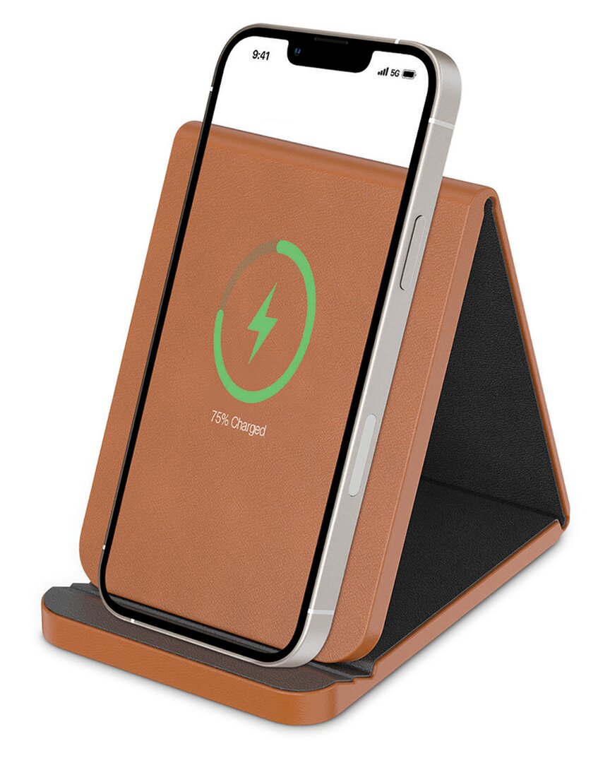 Phunkee Tree Folding Leather Wireless Charging Stands In Tan