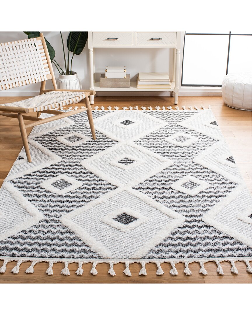 Safavieh Moroccan Tassel Shag Polypropylene Pile Rug In Gray