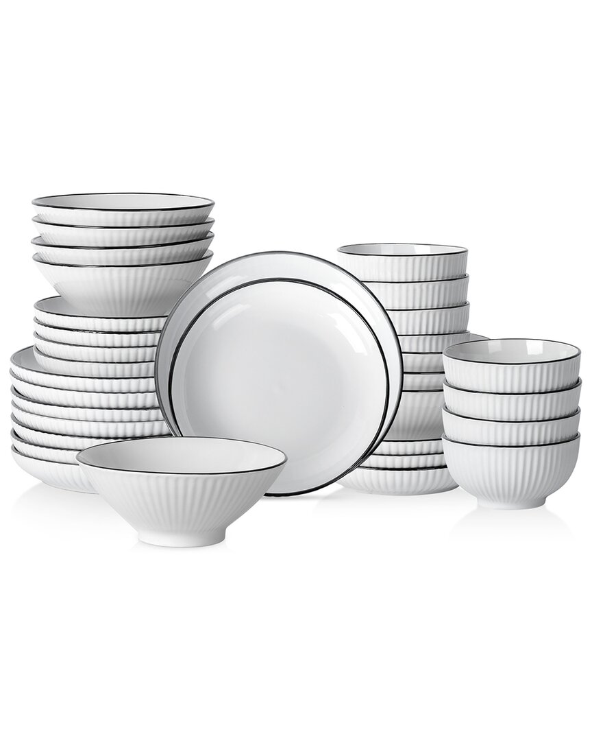 Christian Siriano Lustra 32pc Dinnerware Set In White