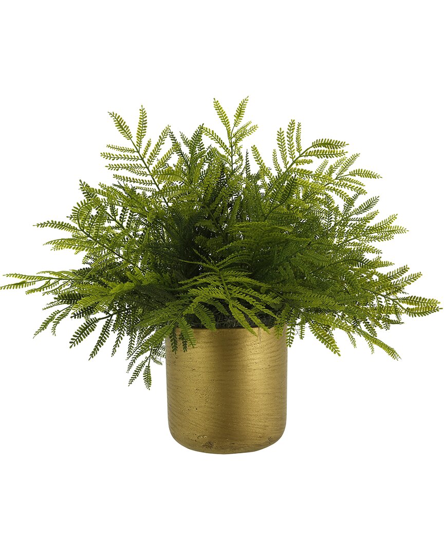 Creative Displays Outdoor Uv-rated Ostrich Fern Arrangement In Fiberstone Pot In Green
