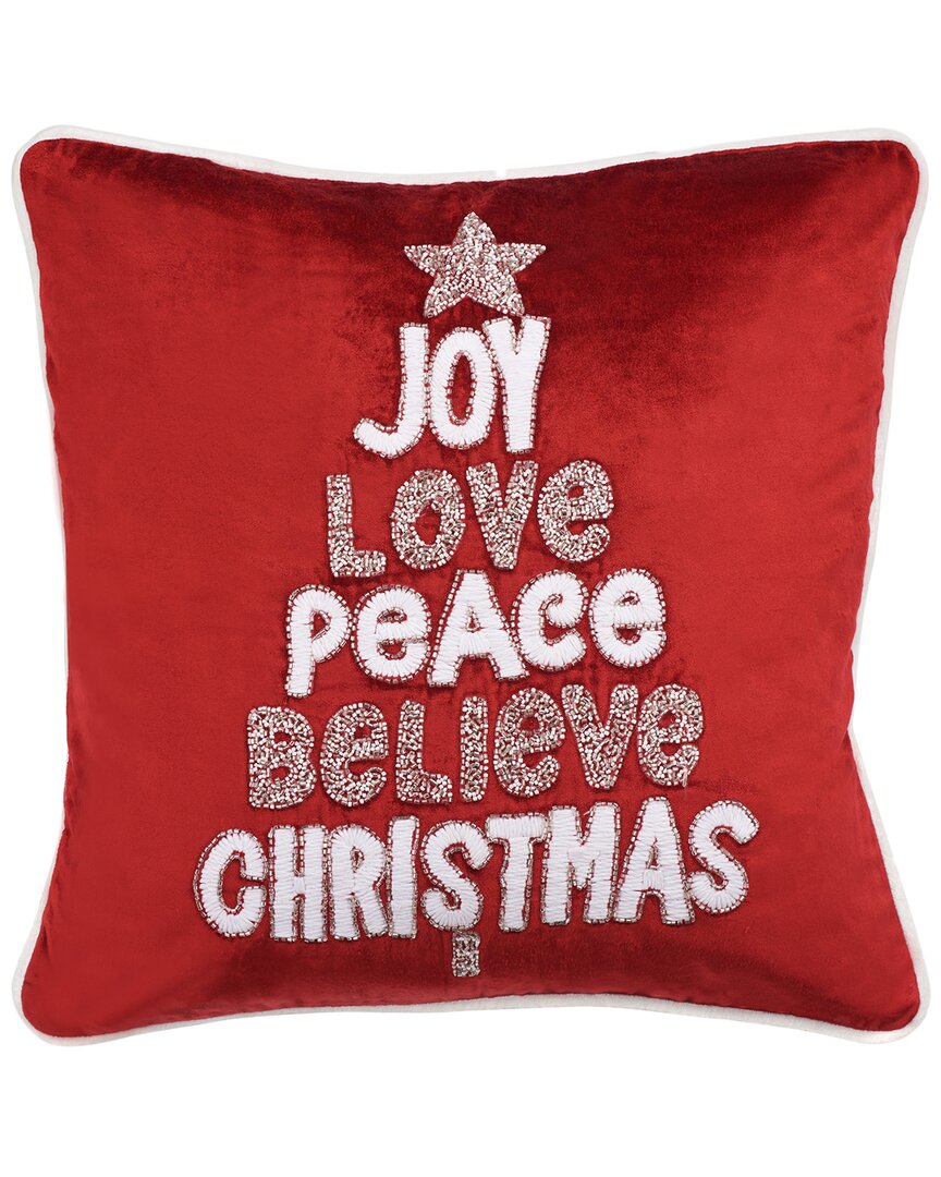 Safavieh Peace And Joy Pillow In Red