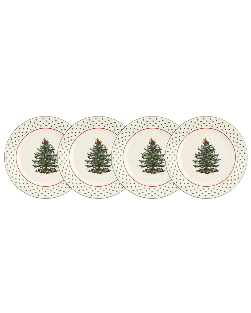 Spode Set Of 4 Christmas Tree Dessert Plates