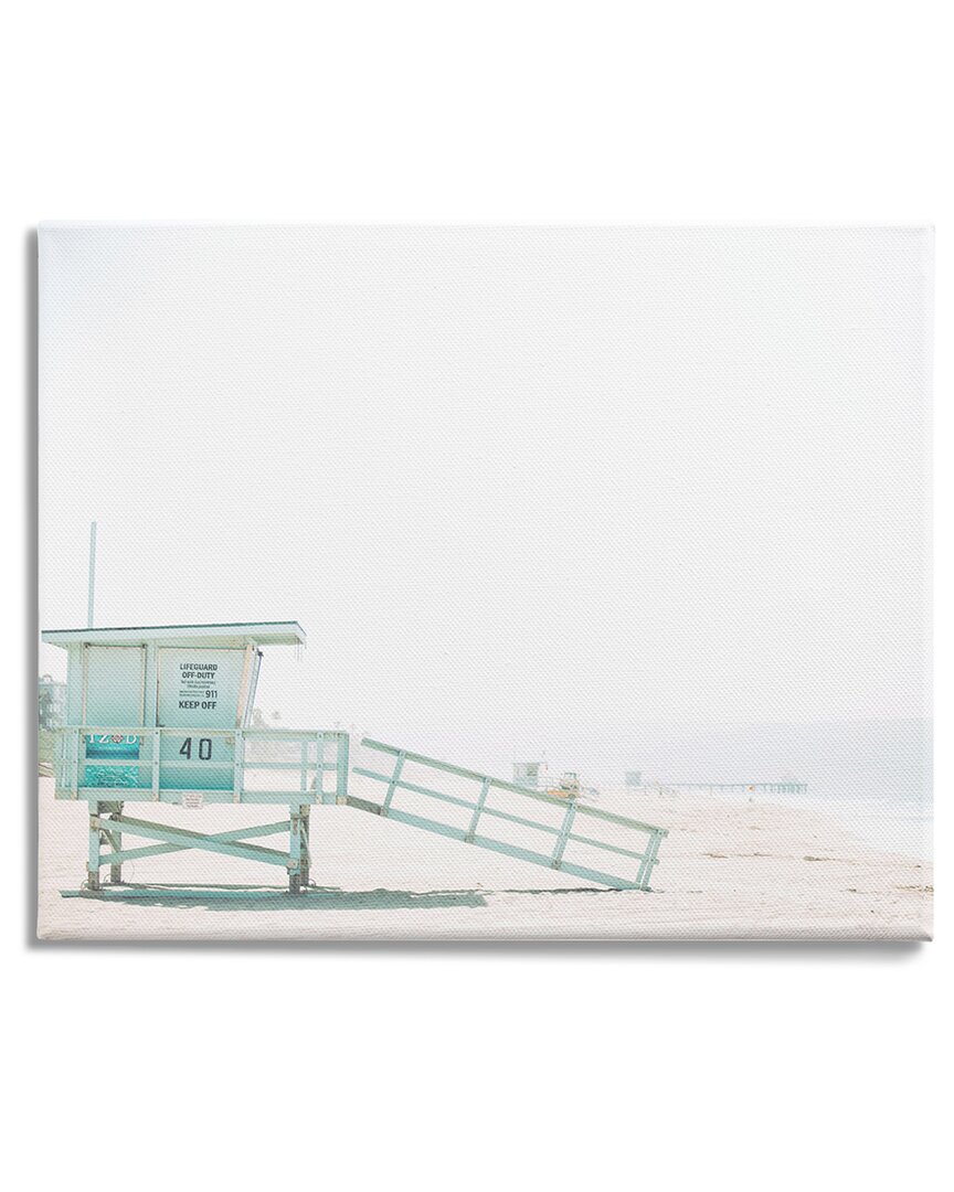 Stupell Industries Summer Sun Beach Coast Blue Lifeguard Shack Photography Stretched Canvas Wall Art By Leah In Blue