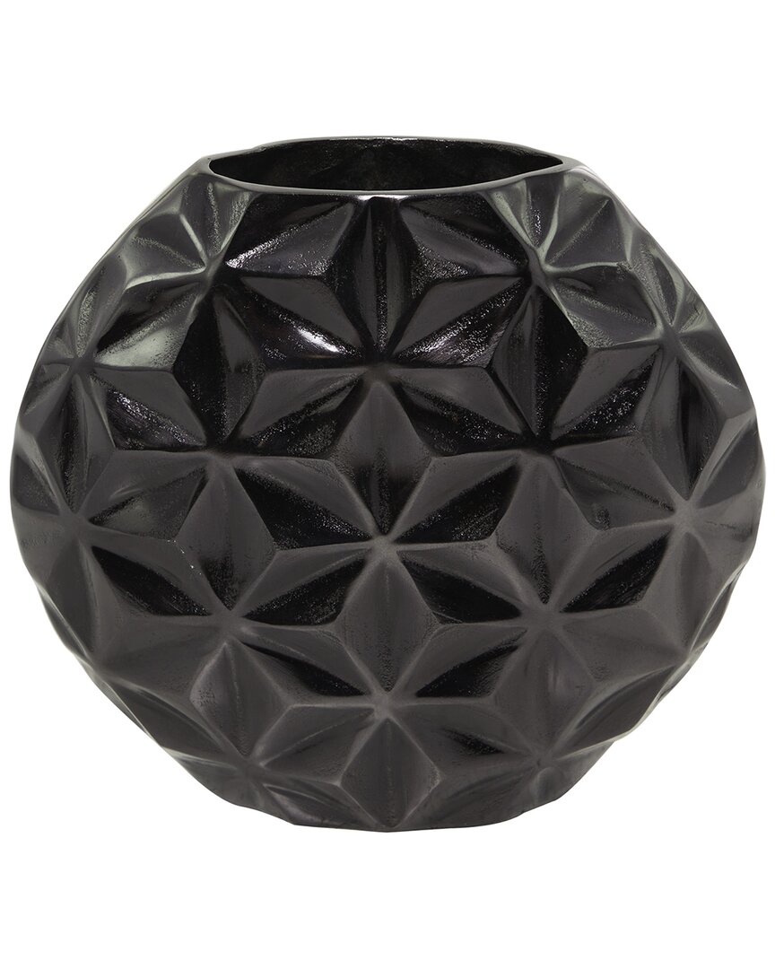 Cosmoliving By Cosmopolitan Geometric Aluminum Faceted Vase In Black