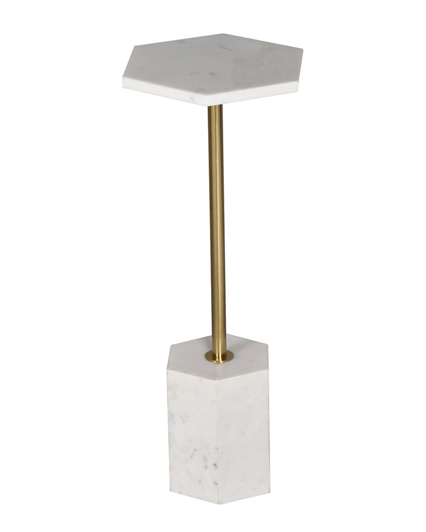 Lr Home Mazzini Modern Marble Top & Base Drink Table In White