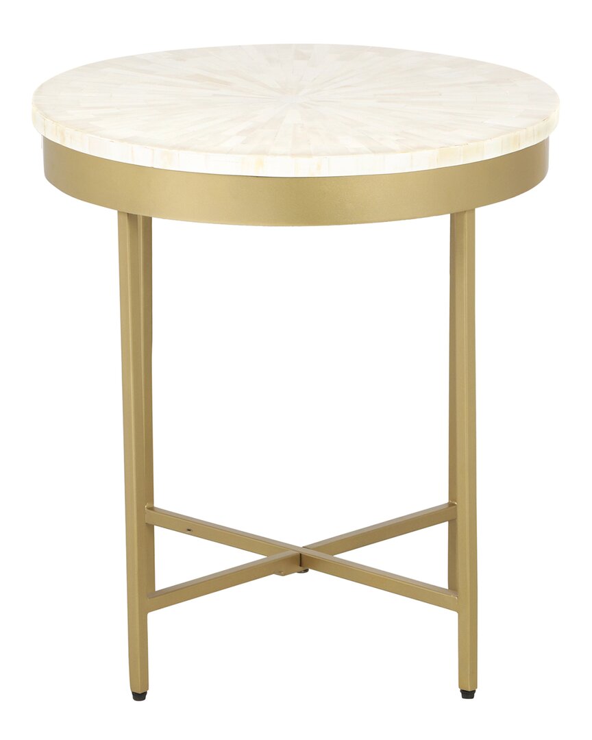 Lr Home Elena Modern Bone Inlay Side Table In Gold