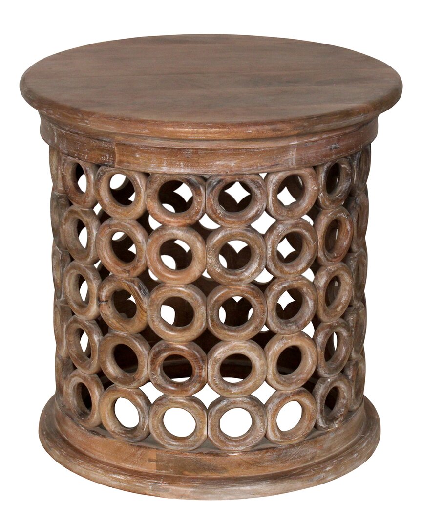 Lr Home Magnolia Carved Side Table In Brown