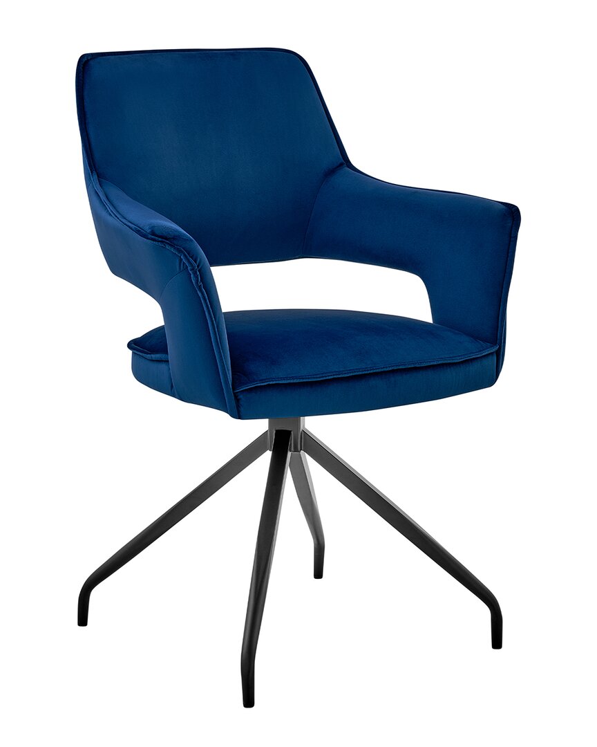 Armen Living Hadley Dining Room Accent Chair In Blue