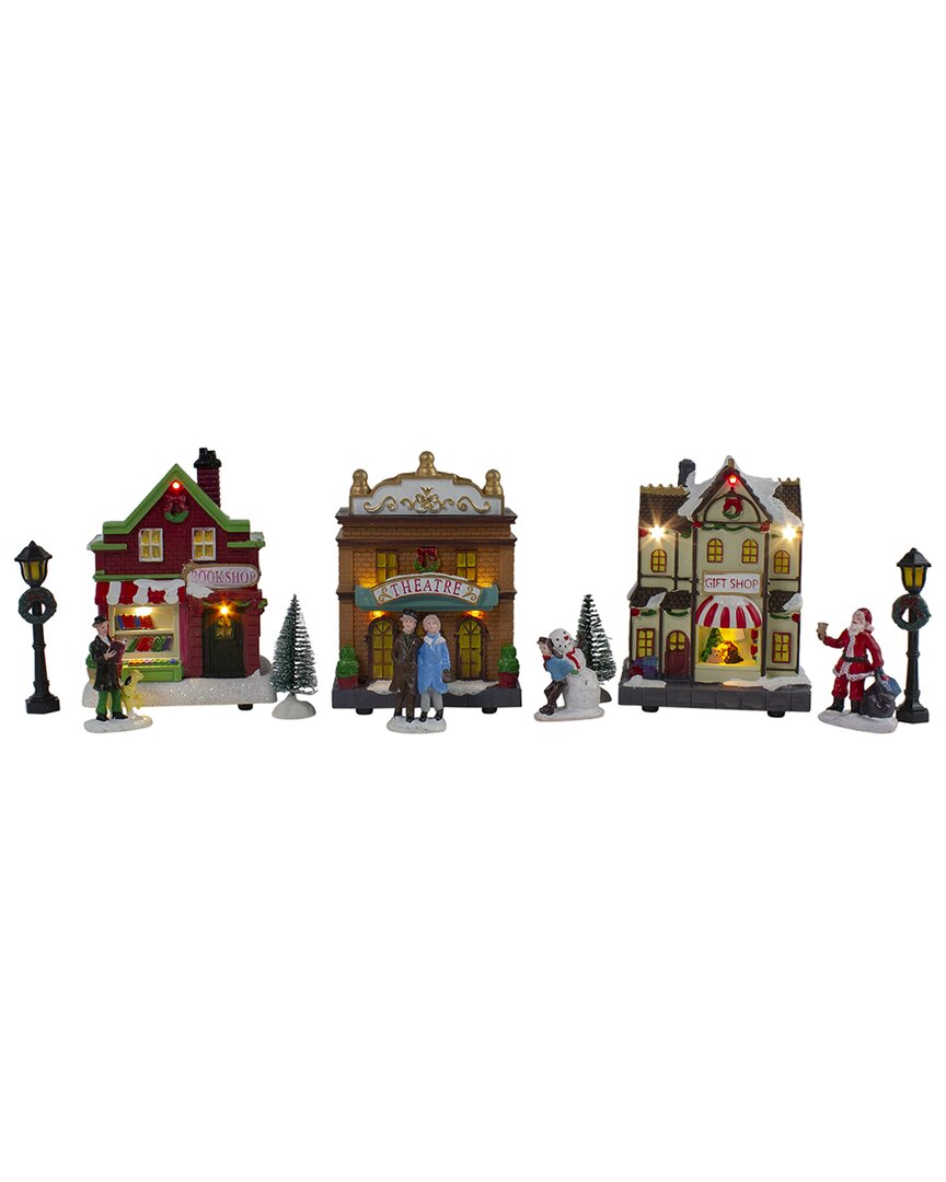 Northlight 11pc Led Lighted Theater & Shops Christmas Village Display Set In Multi