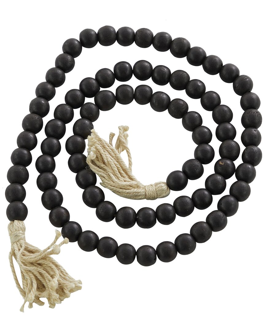 Peyton Lane Black Wood Handmade Beaded Garland With Tassel