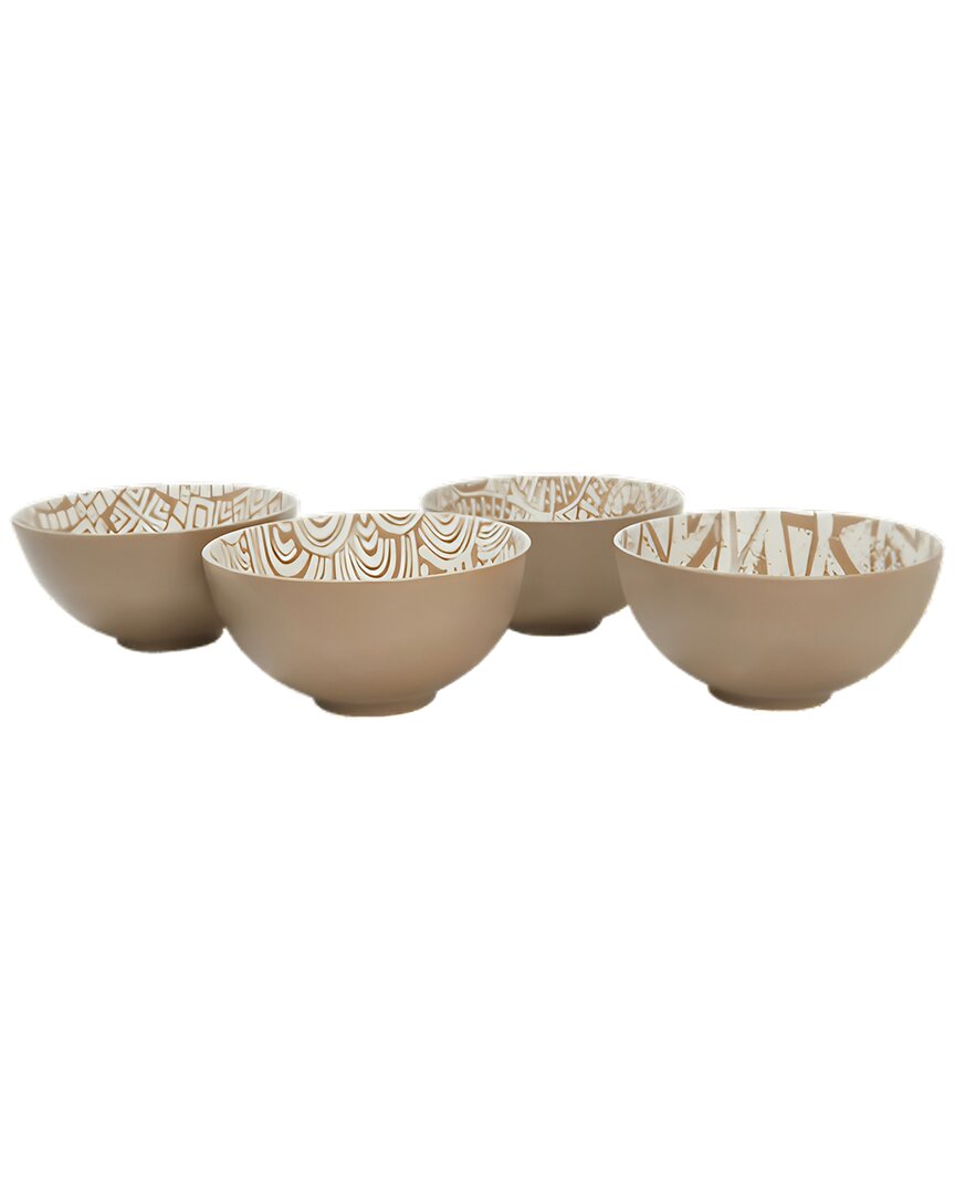 Short Stories Set Of 4 Bowls In Brown