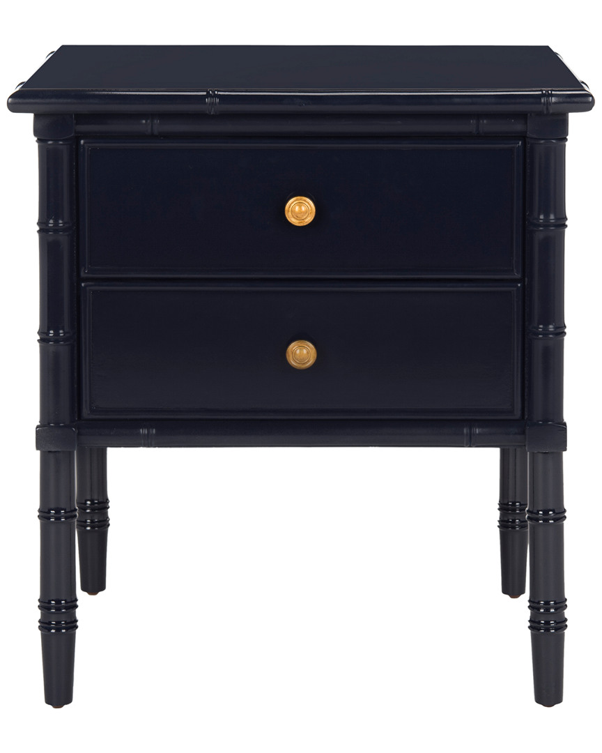Safavieh Mina Modern Coastal 2-drawer 25in Bamboo Nightstand In Black