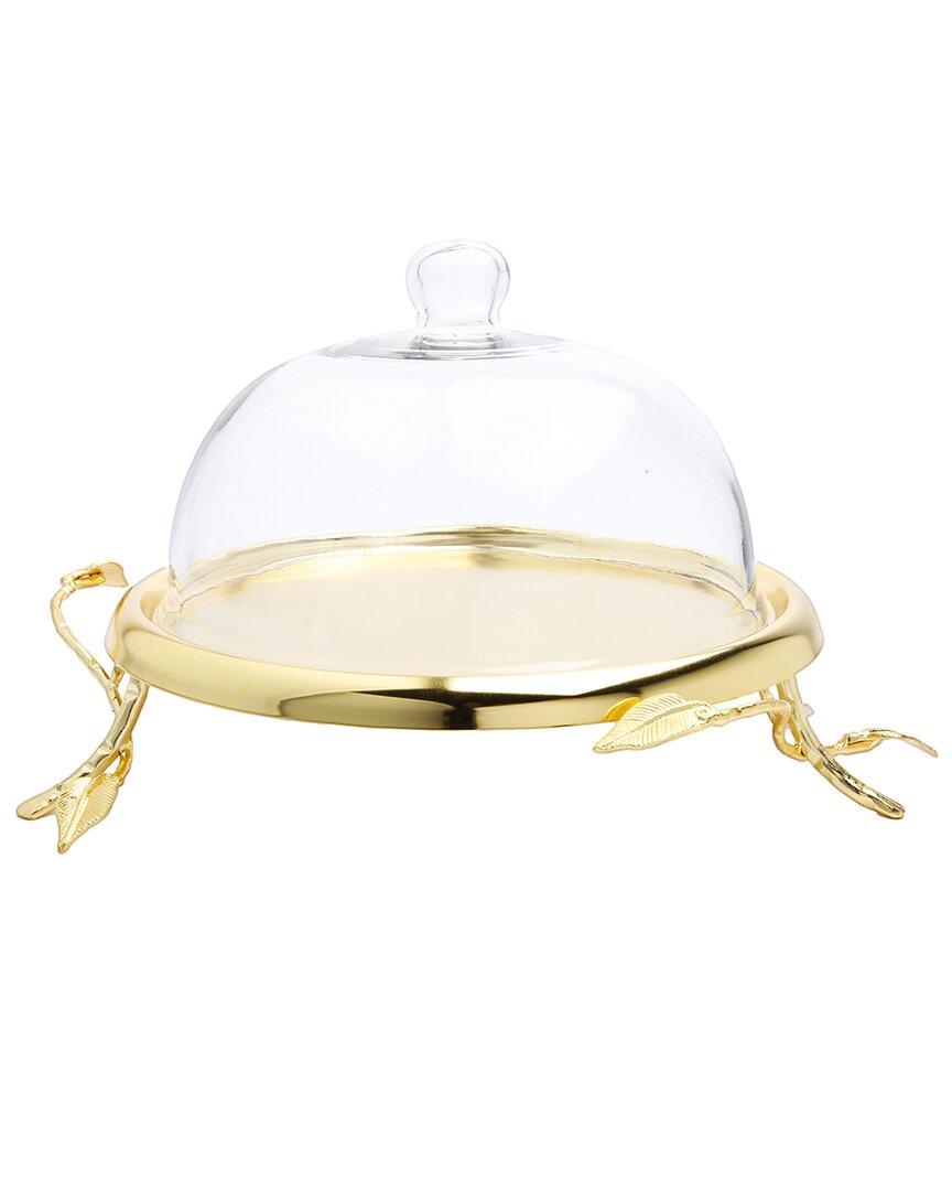 Alice Pazkus 10.5in Cake Plate With Glass Dome In Gold