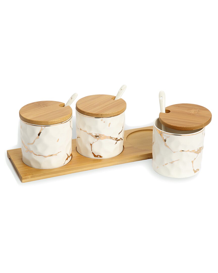 Alice Pazkus Porcelain Relish Dish With Design In White