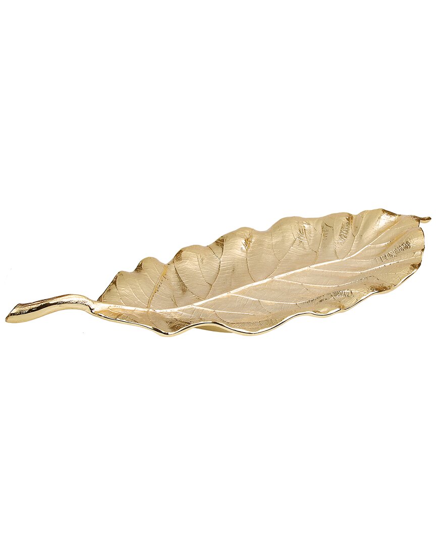 Alice Pazkus 19.75in Leaf Dish In Gold