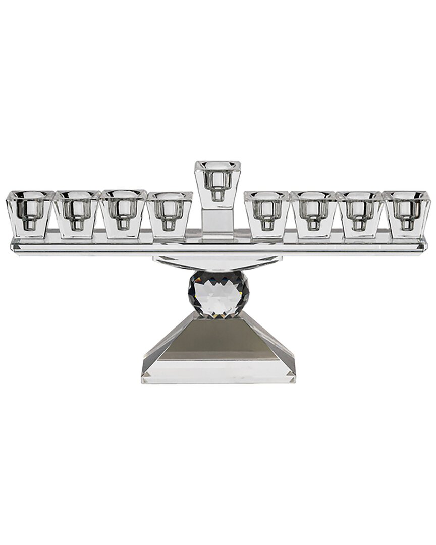 Noble Gift Crystal Menorah With Decorative Jewels Stand In Clear