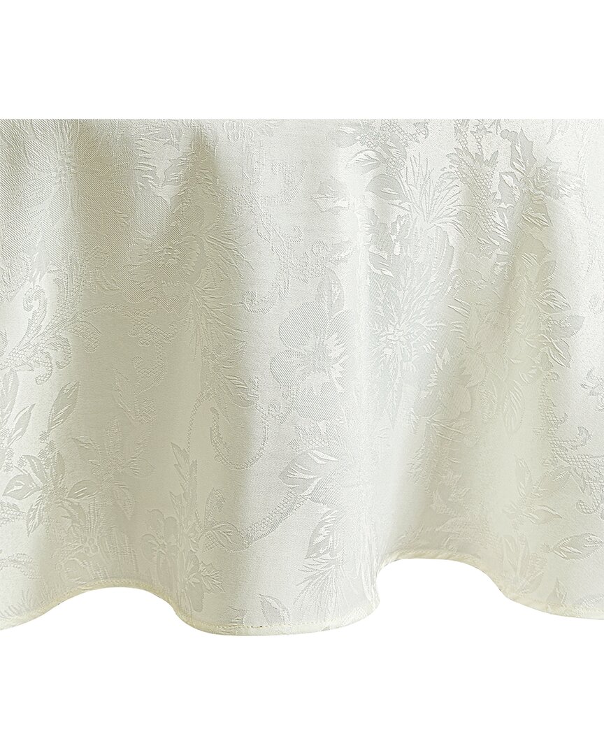 Elrene Home Fashions Poinsettia Elegance Jacquard Holiday Tablecloth -round In White