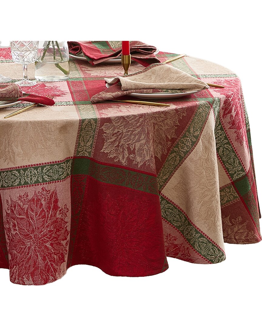 Elrene Home Fashions Prestige Poinsettia Jacquard Round Tablecloth