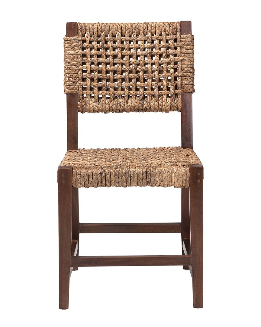 Baxton Studio Alise Handwoven Seagrass Dining Chair With Mahogany Wood Frame In Brown