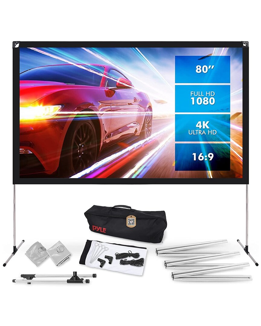 Pyle 66in Stainless Steel Tube Projection Screen In Black