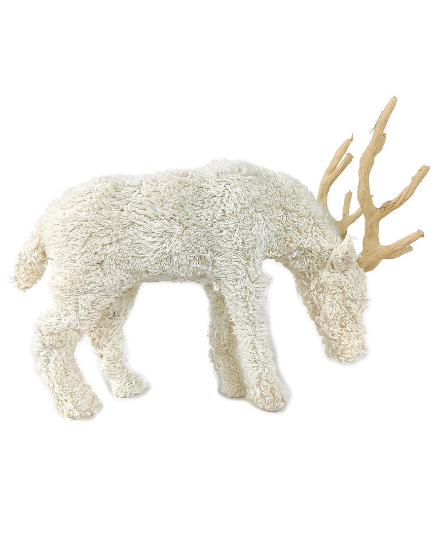 Bidkhome Xl. Stag Grazing Knitted Bocule H24 In White