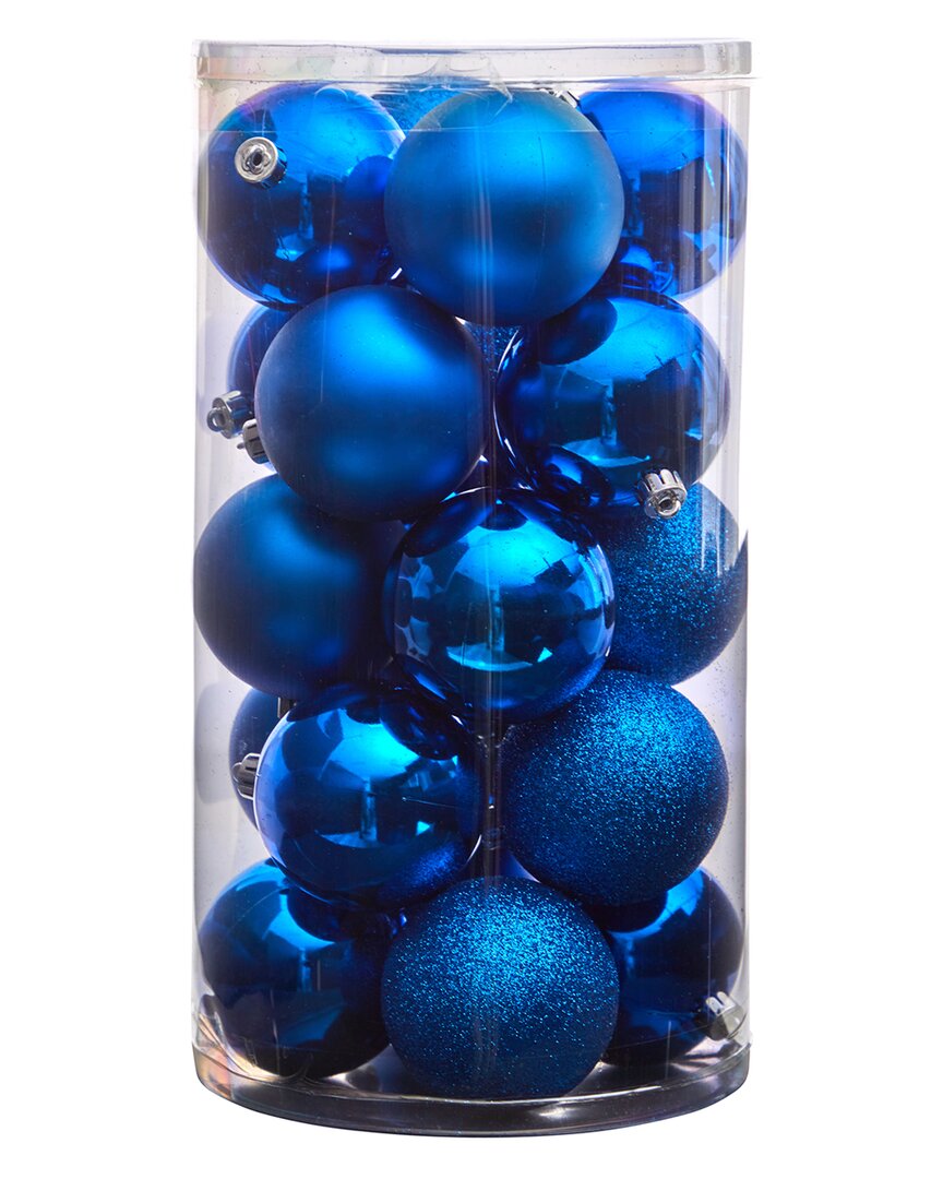 Nearly Natural Set Of 20 Shatterproof Ornaments In Blue