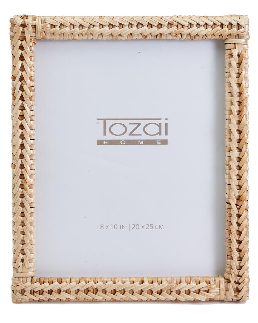 Two's Company 8x10 Woven Rattan Frame In Brown
