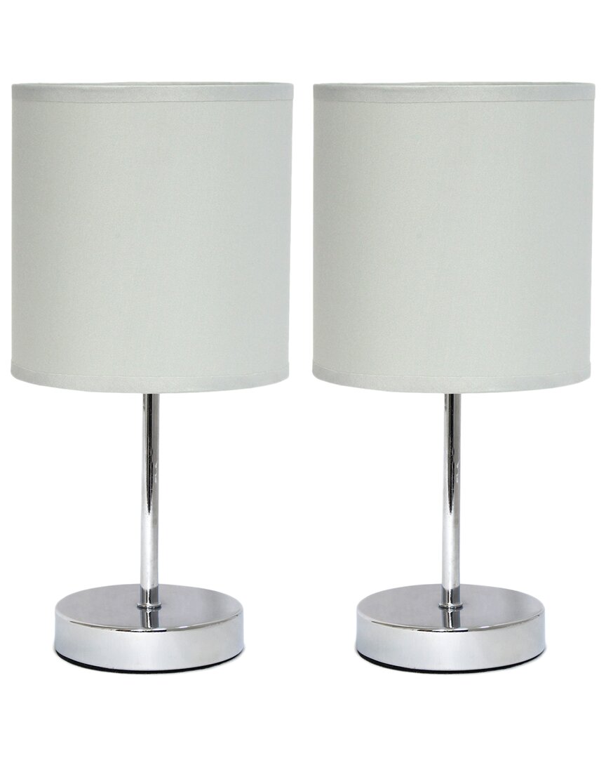 Lalia Home Laila Home Chrome Mini Basic Table Lamp With Fabric Shade 2pk Set In Slate