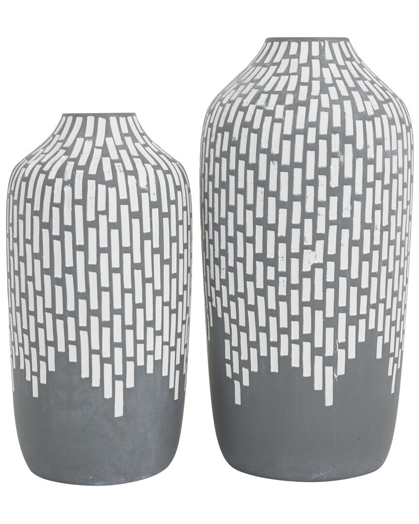 The Novogratz Set Of 2 Gray Ceramic Mosaic Inspired Vase In Grey