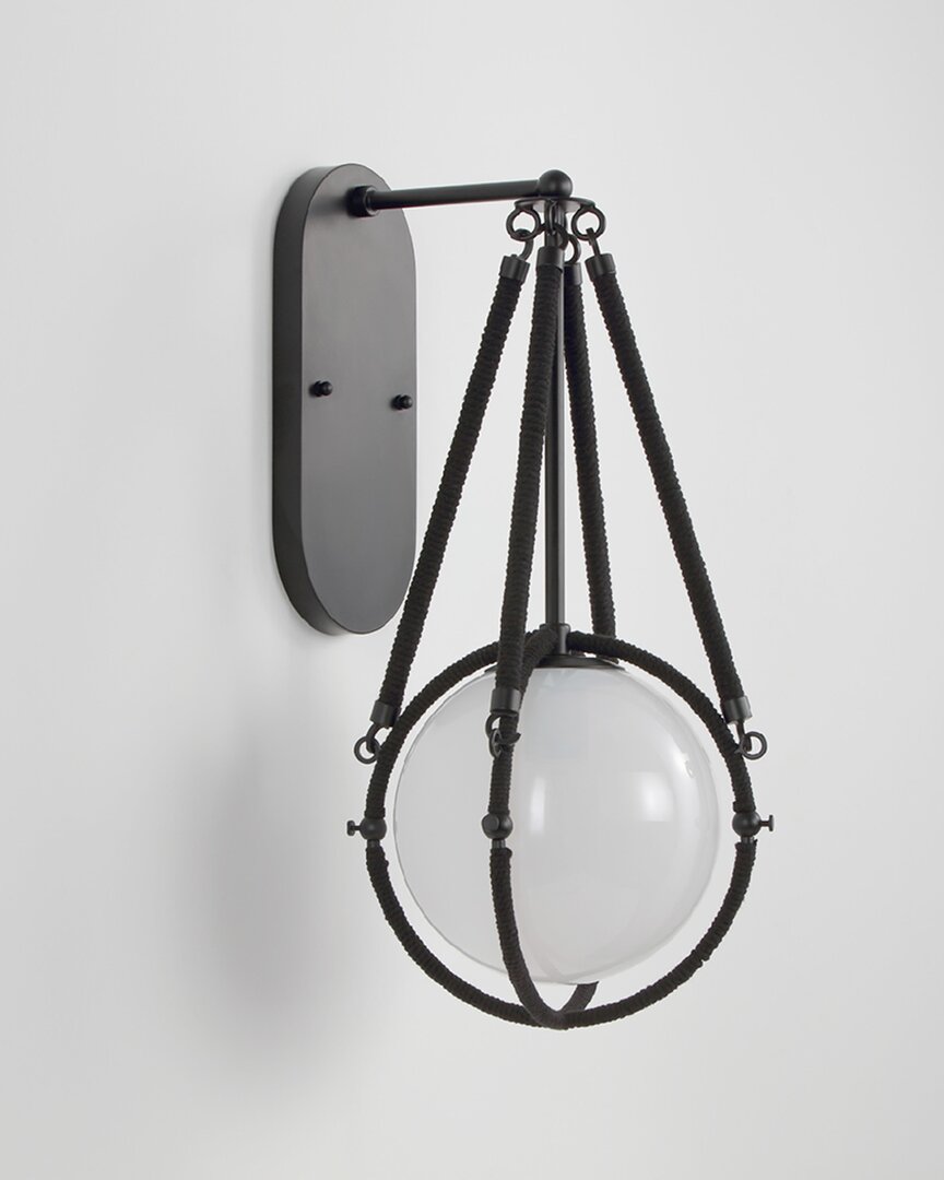 Vidalite Voyager 1-light Wall Sconce With Rope Detailing & Smoked Glass Shade