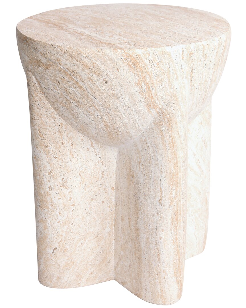 Empire Art Direct Mystic Interlude Travertine Finish Italian Design Side Table In Neutral