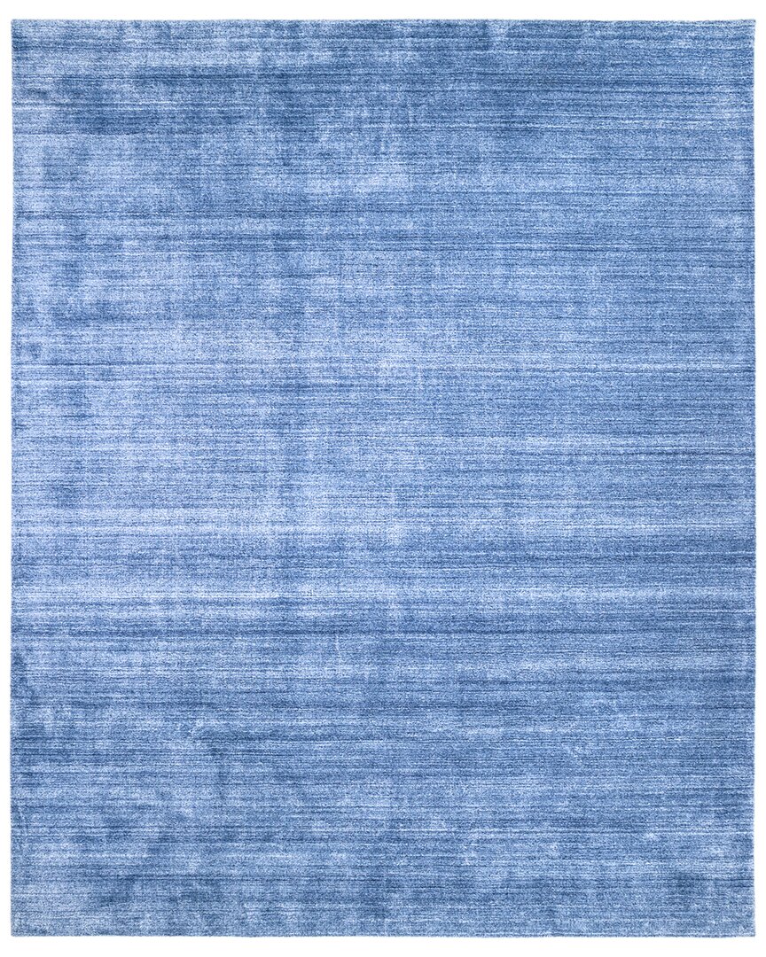 Solo Rugs Harbor Contemporary Solid Hand-loomed Wool-blend Area Rug In Blue