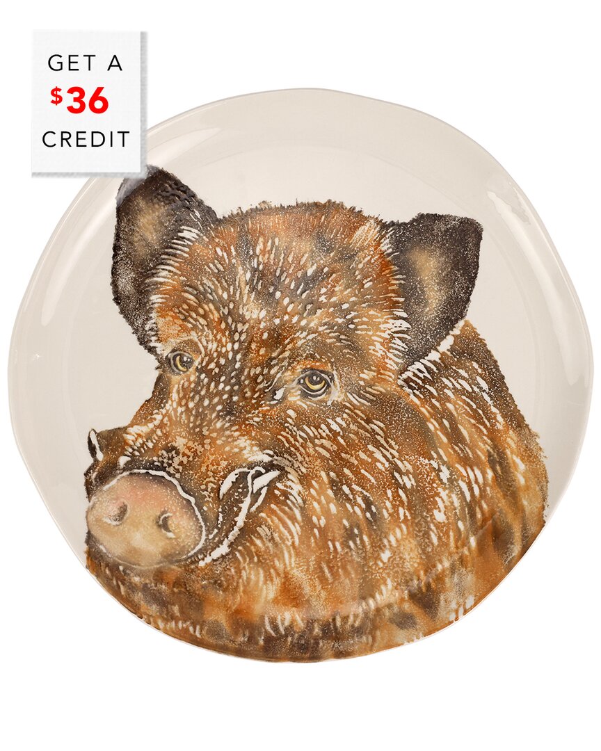 Vietri Cacciatore Wild Boar Large Round Platter With $30 Credit
